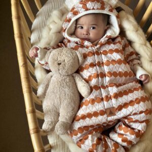 Talvekombe teddy-voodriga beebidele ja lastele - Oranžid täpid