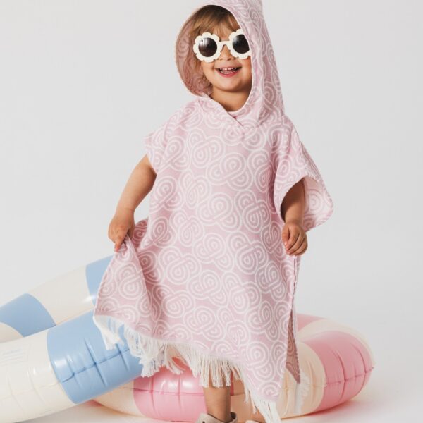 Bambusest vanniponcho lastele -roosa